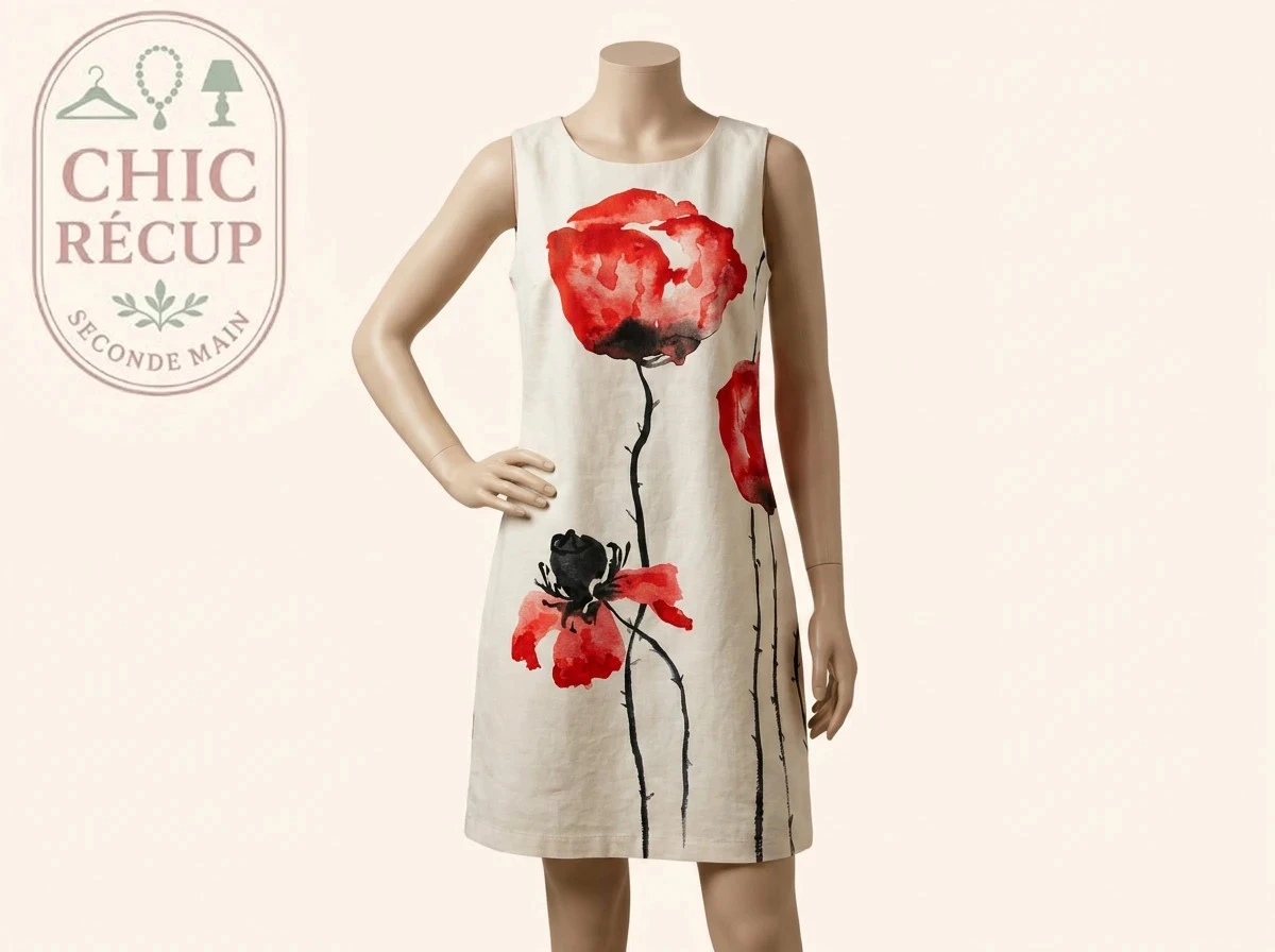 Robe d'été Hippocampe - Fr 42 - Blanc - Coquelicot